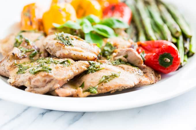 Juicy Lemon Basil Grilled Chicken and Veggie Platter Recipe